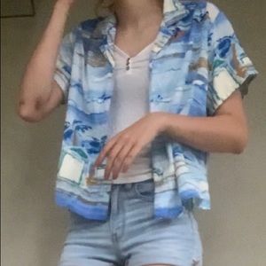 Short sleeve blue button down🦋